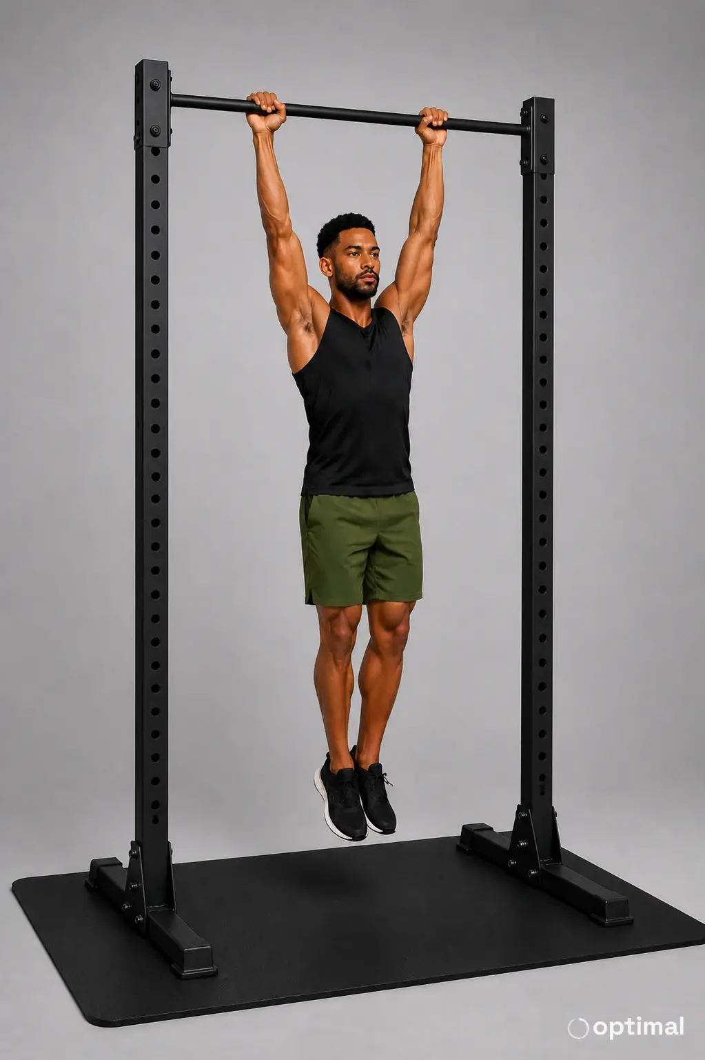 Pull-up start position hanging from the bar