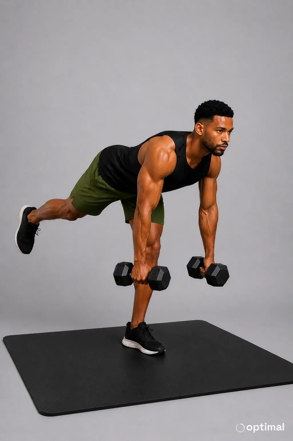 Single-leg Romanian deadlift hinge position with rear leg extended