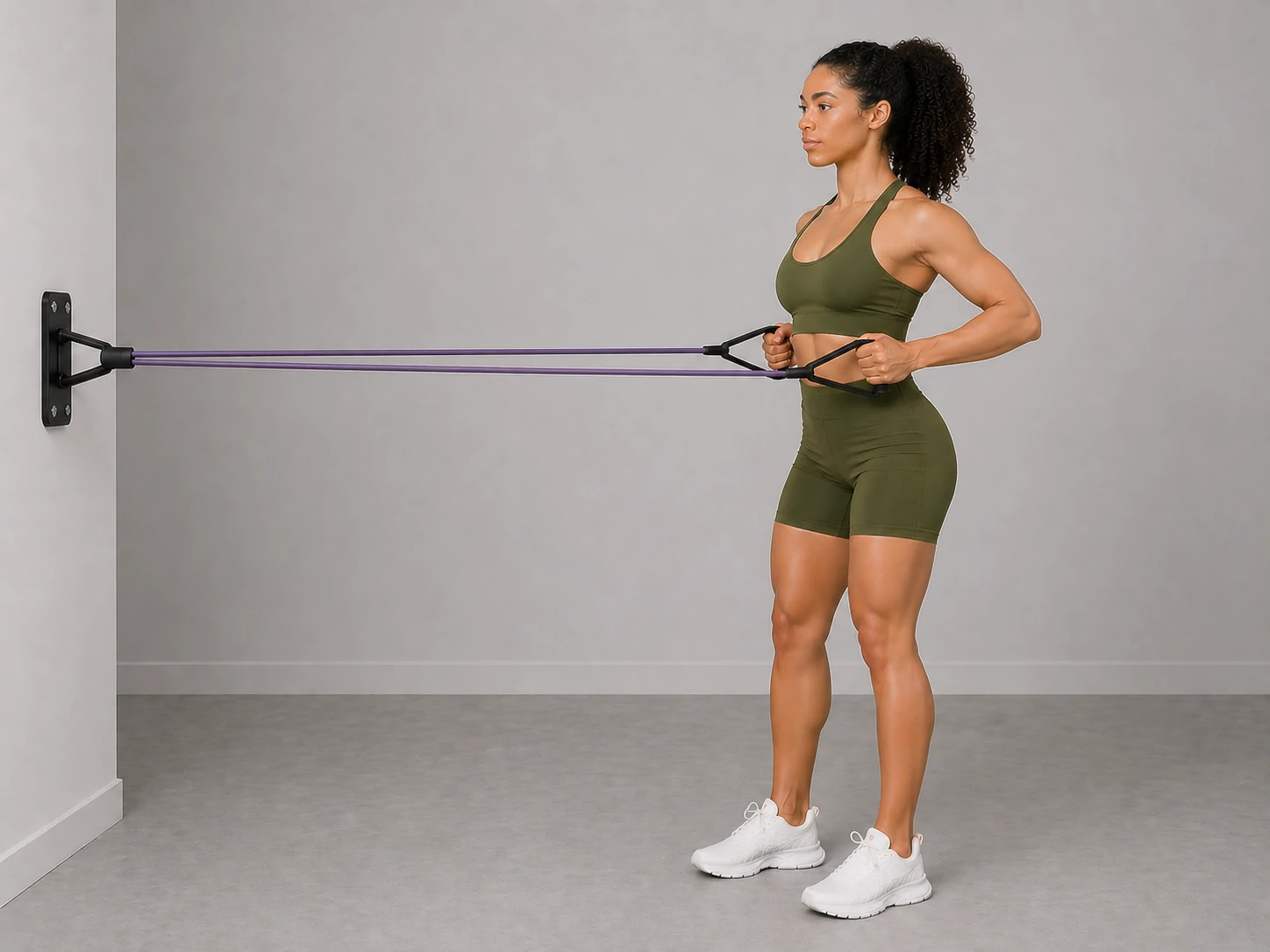 Standing row pulled position